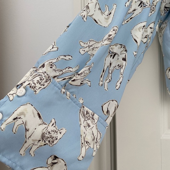 Zara - Dog Pattern Printed Sky Blue TRF Shirt - Picture 8 of 11